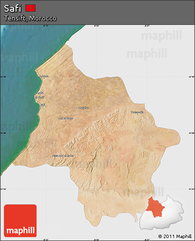 Satellite Map of Safi, single color outside