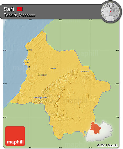 Savanna Style Map of Safi, single color outside
