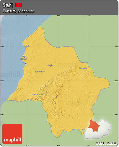 Savanna Style Map of Safi, single color outside
