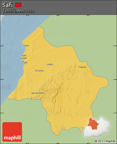 Savanna Style Map of Safi, single color outside