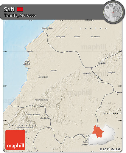 Shaded Relief Map of Safi