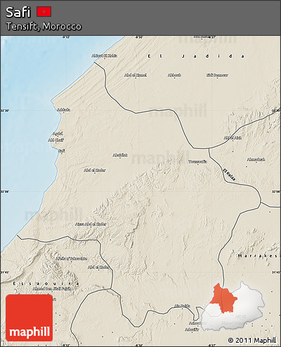 Shaded Relief Map of Safi