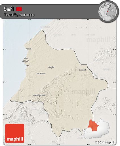 Shaded Relief Map of Safi, lighten