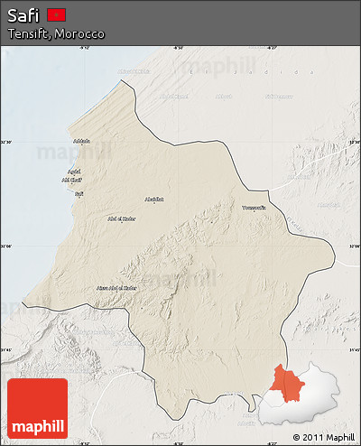 Shaded Relief Map of Safi, lighten