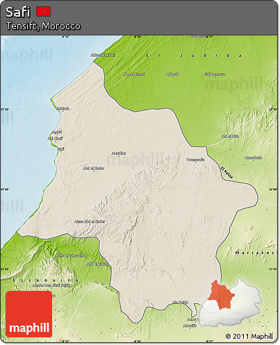 Shaded Relief Map of Safi, physical outside