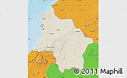 Shaded Relief Map of Safi, political outside