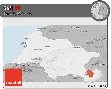 Gray Panoramic Map of Safi