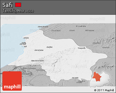 Gray Panoramic Map of Safi