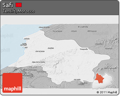 Gray Panoramic Map of Safi