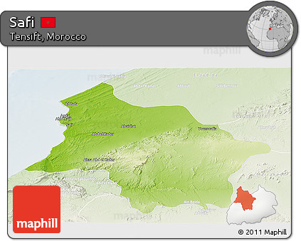 Physical Panoramic Map of Safi, lighten