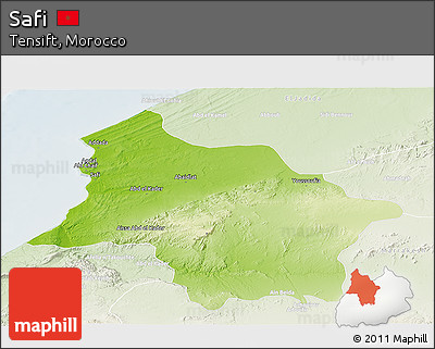 Physical Panoramic Map of Safi, lighten
