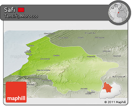 Physical Panoramic Map of Safi, semi-desaturated