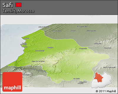 Physical Panoramic Map of Safi, semi-desaturated