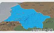 Political Panoramic Map of Safi, darken, semi-desaturated