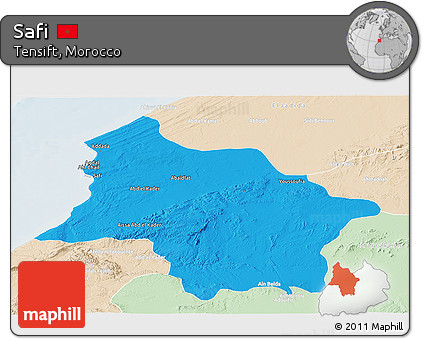 Political Panoramic Map of Safi, lighten