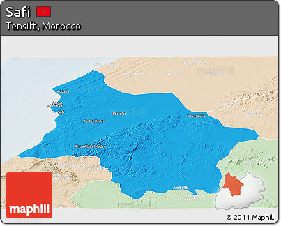 Political Panoramic Map of Safi, lighten