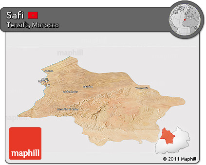 Satellite Panoramic Map of Safi, cropped outside