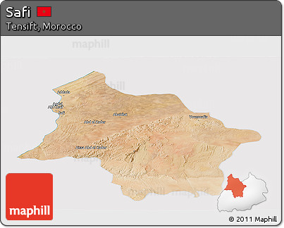 Satellite Panoramic Map of Safi, cropped outside