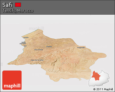 Satellite Panoramic Map of Safi, cropped outside
