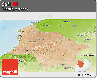 Satellite Panoramic Map of Safi, physical outside