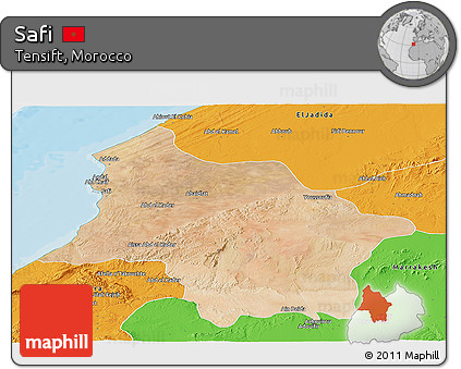 Satellite Panoramic Map of Safi, political outside