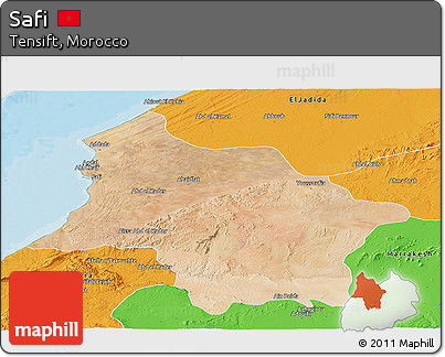 Satellite Panoramic Map of Safi, political outside