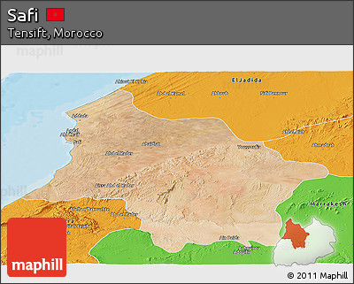 Satellite Panoramic Map of Safi, political outside
