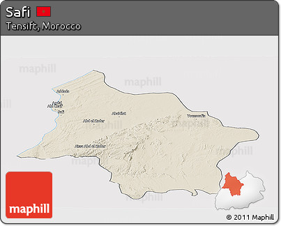 Shaded Relief Panoramic Map of Safi, cropped outside