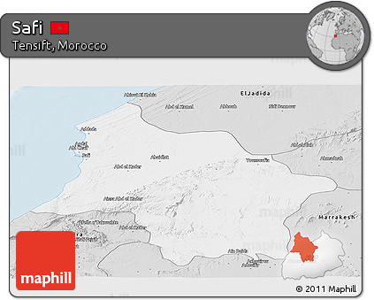 Silver Style Panoramic Map of Safi