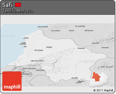 Silver Style Panoramic Map of Safi
