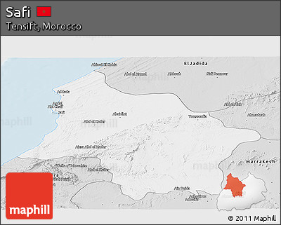 Silver Style Panoramic Map of Safi