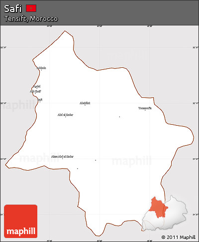 Classic Style Simple Map of Safi, cropped outside