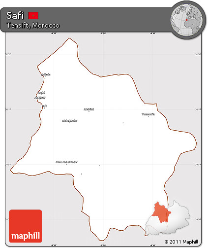 Classic Style Simple Map of Safi, cropped outside