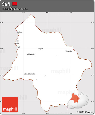 Classic Style Simple Map of Safi, cropped outside