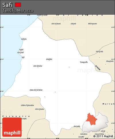 Classic Style Simple Map of Safi