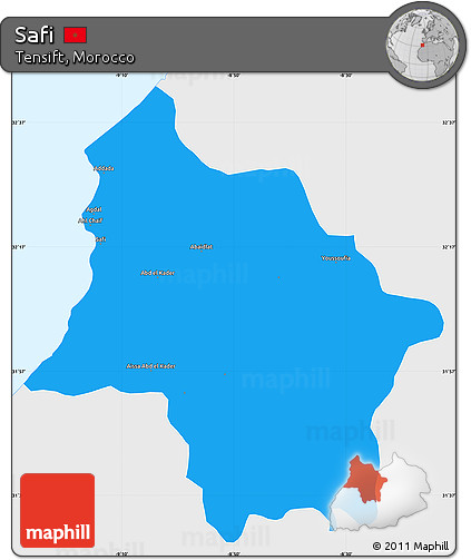 Political Simple Map of Safi, single color outside