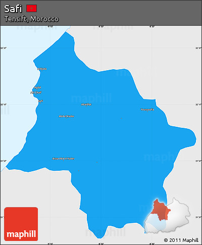 Political Simple Map of Safi, single color outside