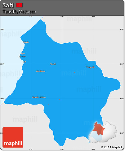 Political Simple Map of Safi, single color outside