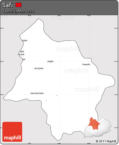 Silver Style Simple Map of Safi, cropped outside