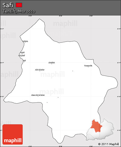 Silver Style Simple Map of Safi, cropped outside