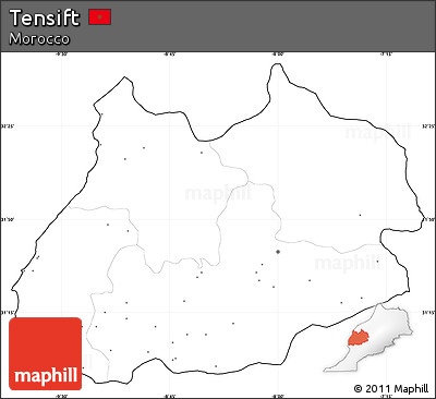 Blank Simple Map of Tensift, cropped outside, no labels