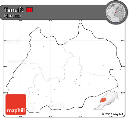 Blank Simple Map of Tensift, cropped outside, no labels
