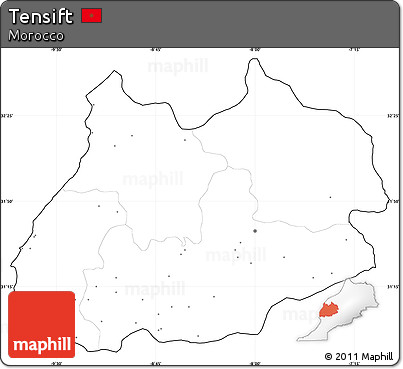 Blank Simple Map of Tensift, cropped outside, no labels