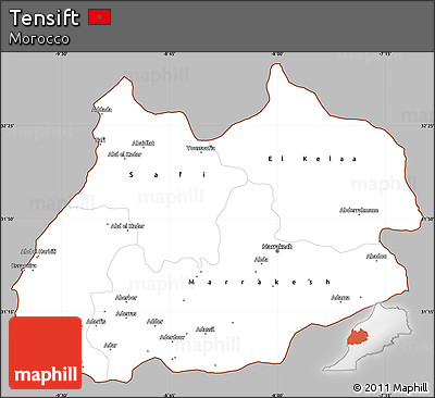 Gray Simple Map of Tensift, cropped outside