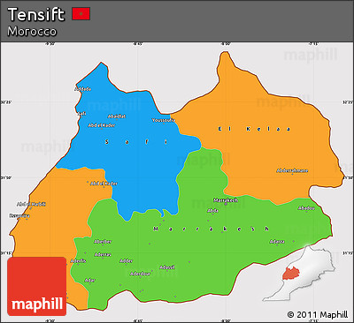 Political Simple Map of Tensift, cropped outside