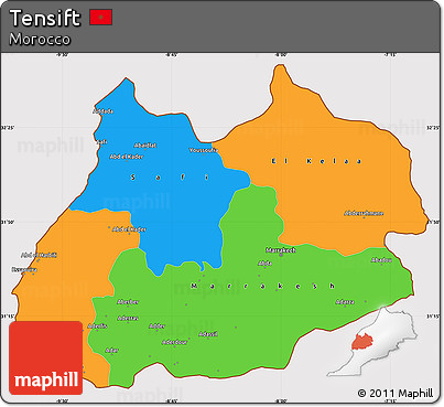 Political Simple Map of Tensift, cropped outside