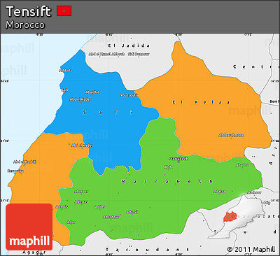Political Simple Map of Tensift, single color outside, borders and labels