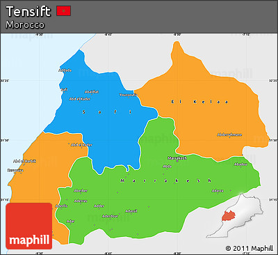 Political Simple Map of Tensift, single color outside