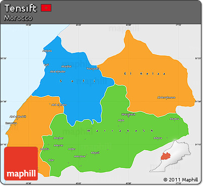 Political Simple Map of Tensift, single color outside