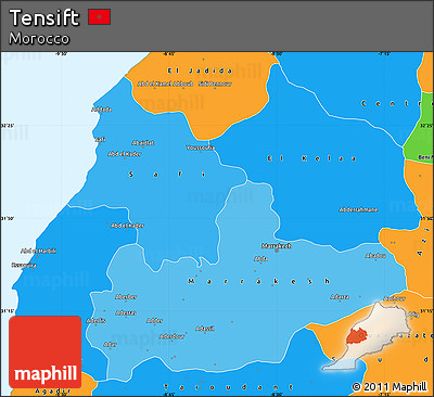 Political Shades Simple Map of Tensift, political outside